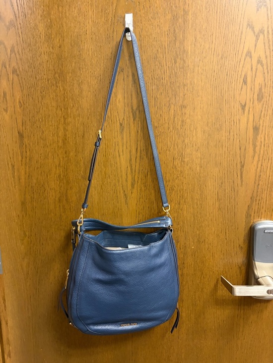 Michael Kors Handbags - Michael Kors Navy Leather Shoulder Bag with Gold Hardware